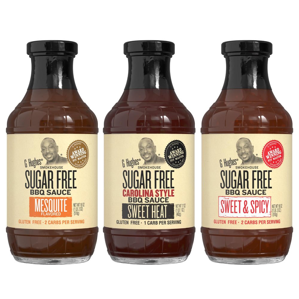 G Hughes sugar-free Mesquite BBQ bottle for grilling