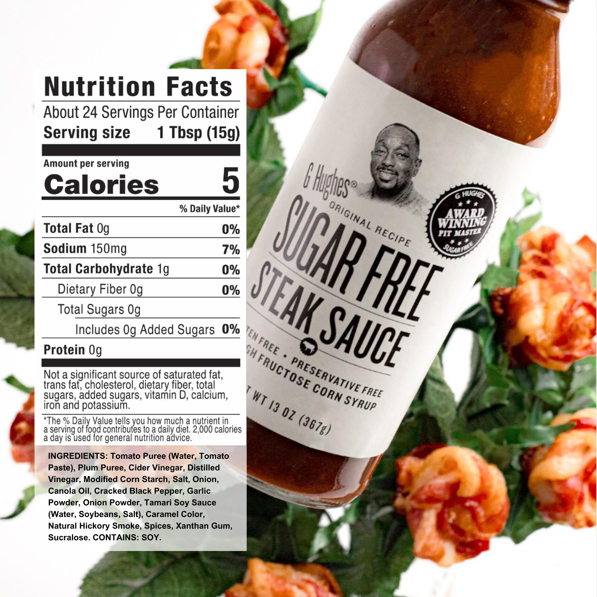 G Hughes Sugar Free Steak Sauce ready to glaze a grilled steak