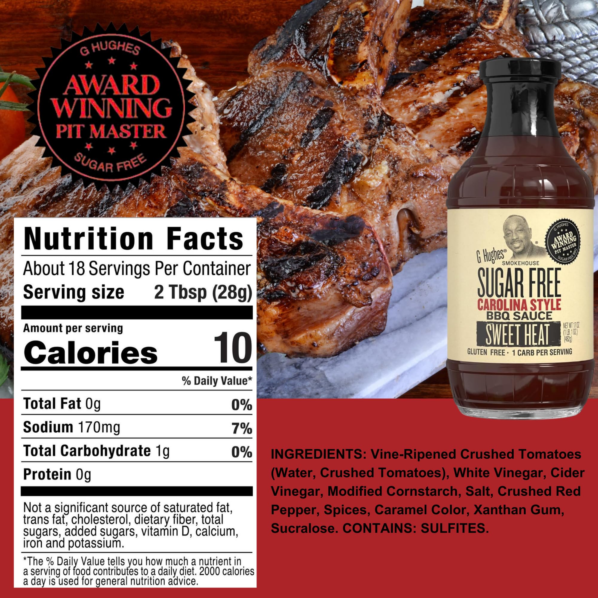 G Hughes Sweet & Spicy BBQ bottle for marinades and dips