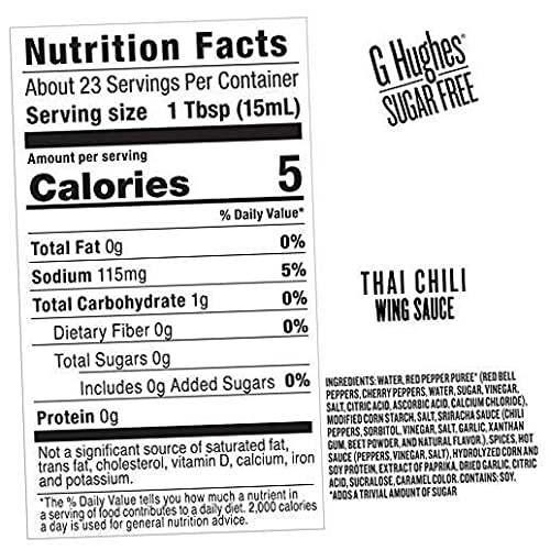 G Hughes Thai Chili Wing Sauce dip for grilled meats with bold flavor