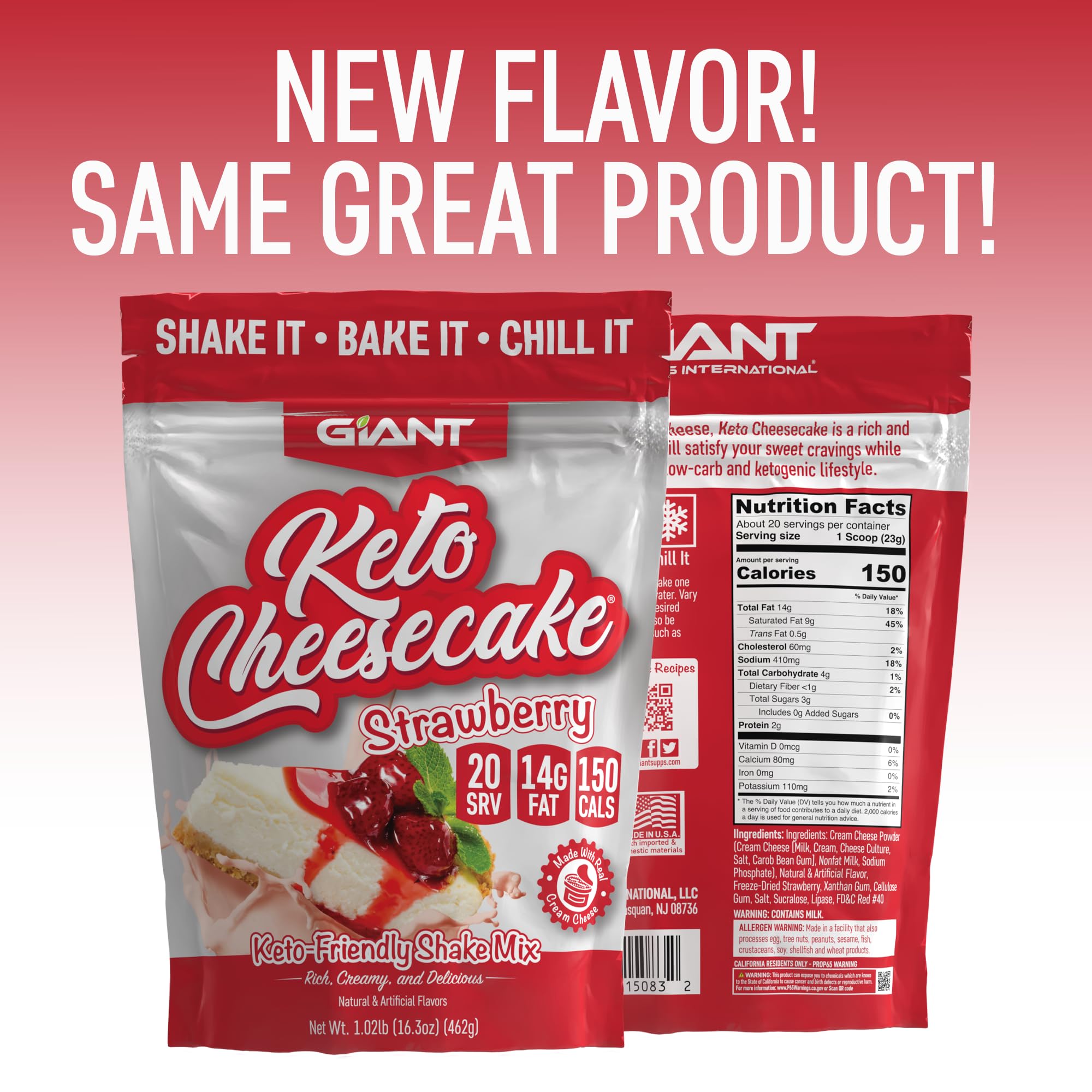 Served strawberry keto cheesecake shake in glass