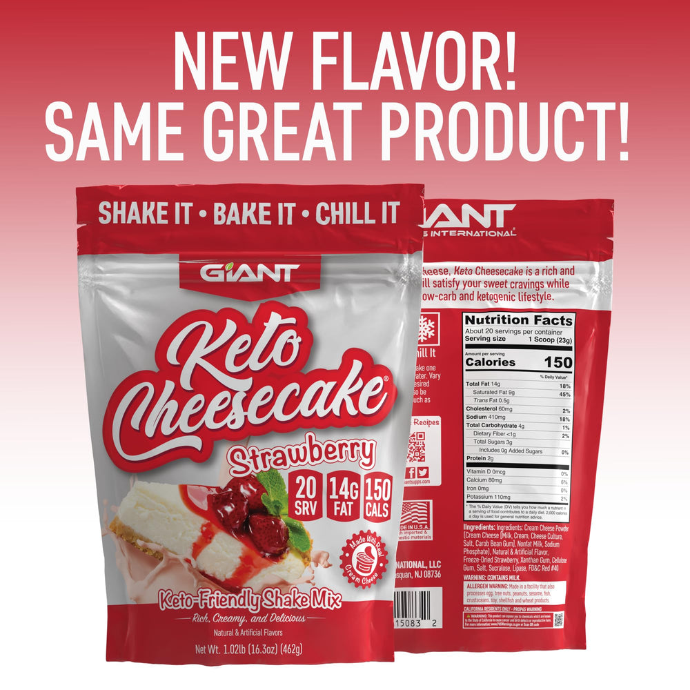 Served strawberry keto cheesecake shake in glass