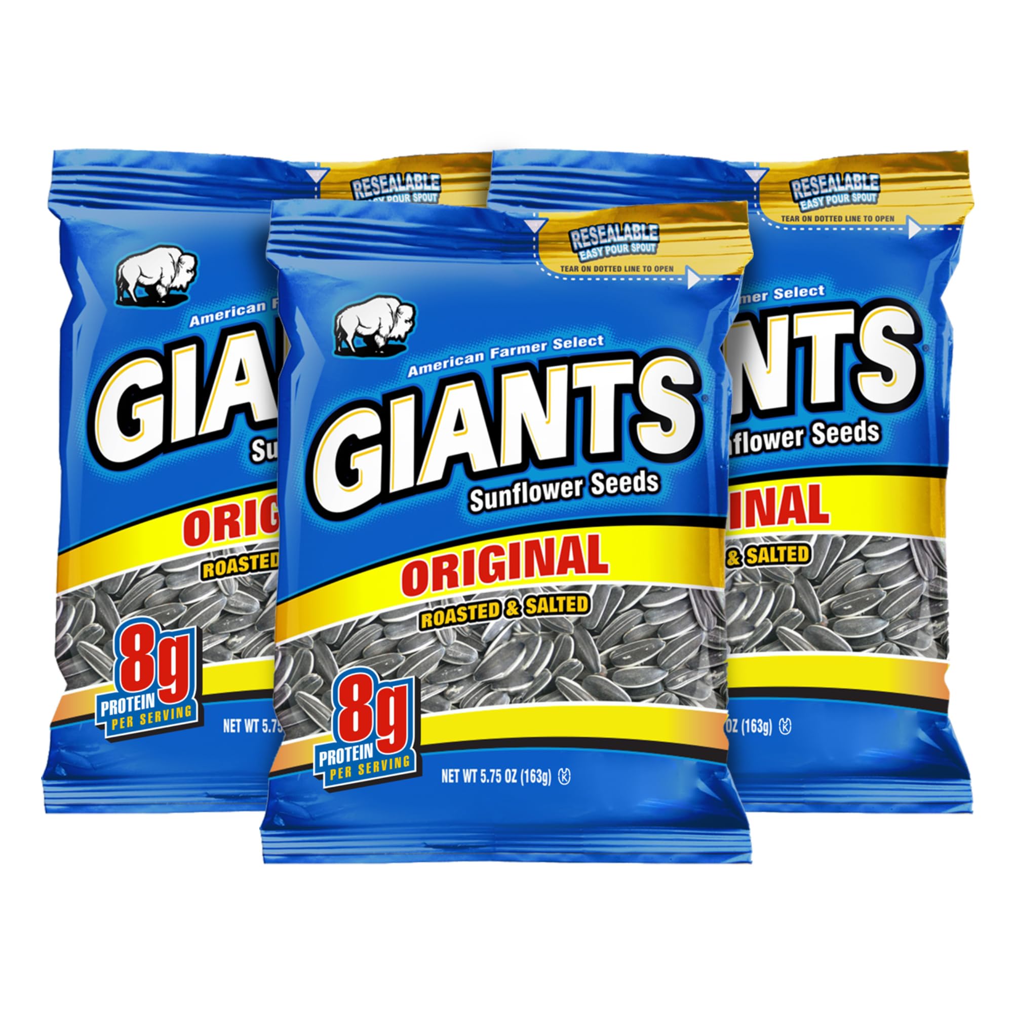 GIANTS Original Sunflower Seeds front package, light salt, bold crunch for easy snacking.