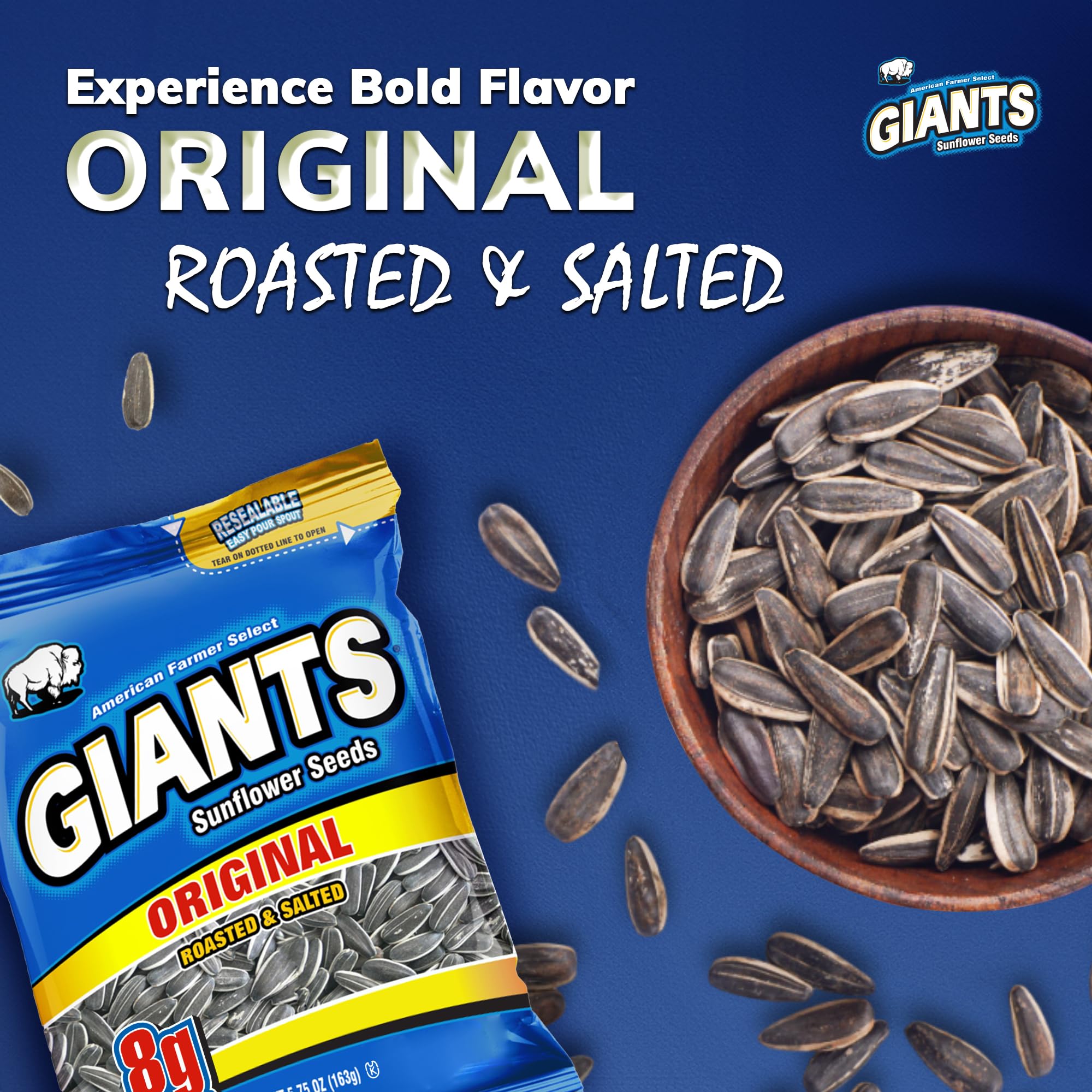 Serving idea: GIANTS Original seeds beside a workout bottle.