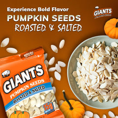 GIANTS seeds close-up, roasted surface and savory aroma.