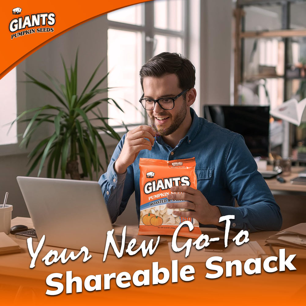 GIANTS pumpkin seeds with sea salt crystals, ideal for trail mixes.