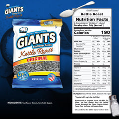 Close up of GIANTS seeds highlighting roasted texture and size