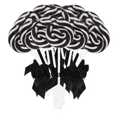 Gift Boutique 24 black and white swirl lollipops ready for stylish party favors.