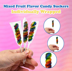 Gift Boutique rainbow twist lollipop on a 4-inch stick for decorations.