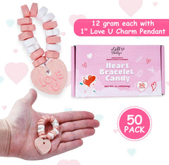 Gift Boutique heart-shaped candy bracelets in white-pink-red ideal for classrooms.