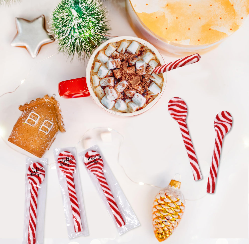 Gift Boutique peppermint spoons enhance festive beverage service.