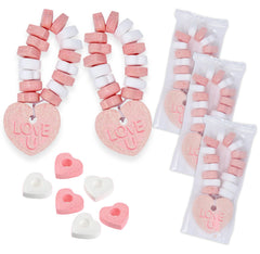 Gift Boutique valentines heart bracelet candy pack with red, white, pink beads for ideal goodie bags.