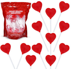 Gift Boutique valentines heart lollipops closeup, strawberry flavor, ideal for valentines party favors.