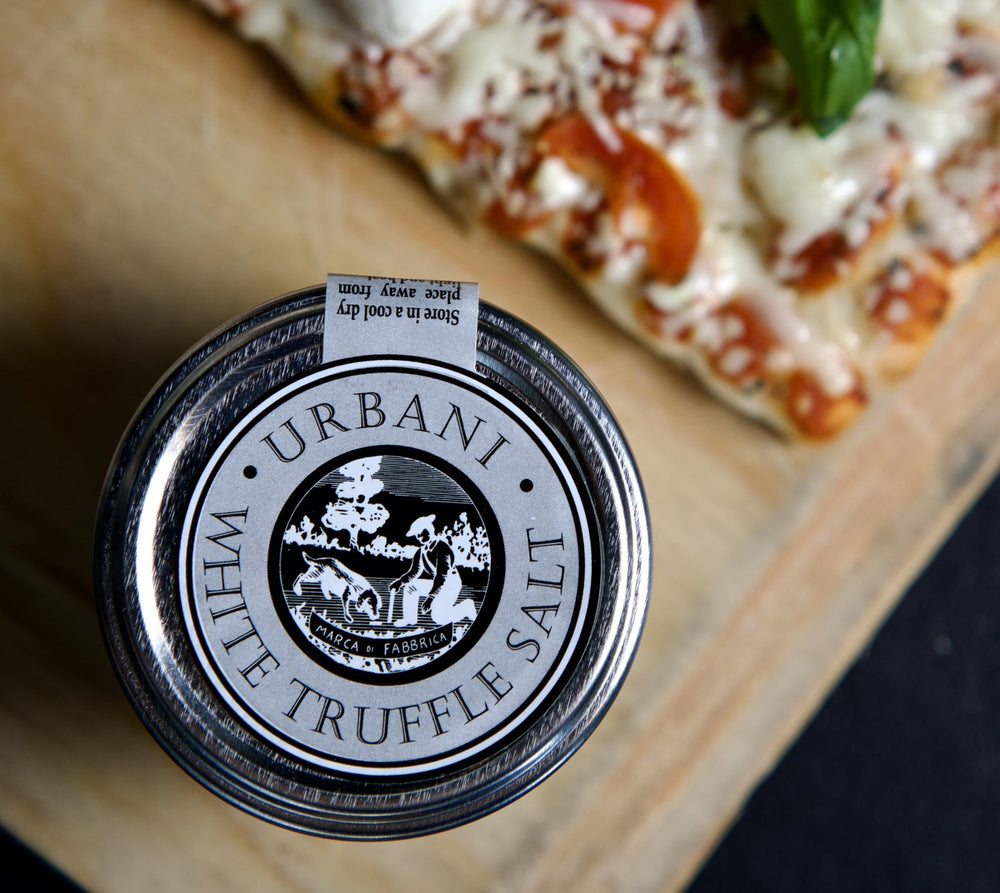 Elegant, gift-ready Urbani truffle salt packaging for food lovers.
