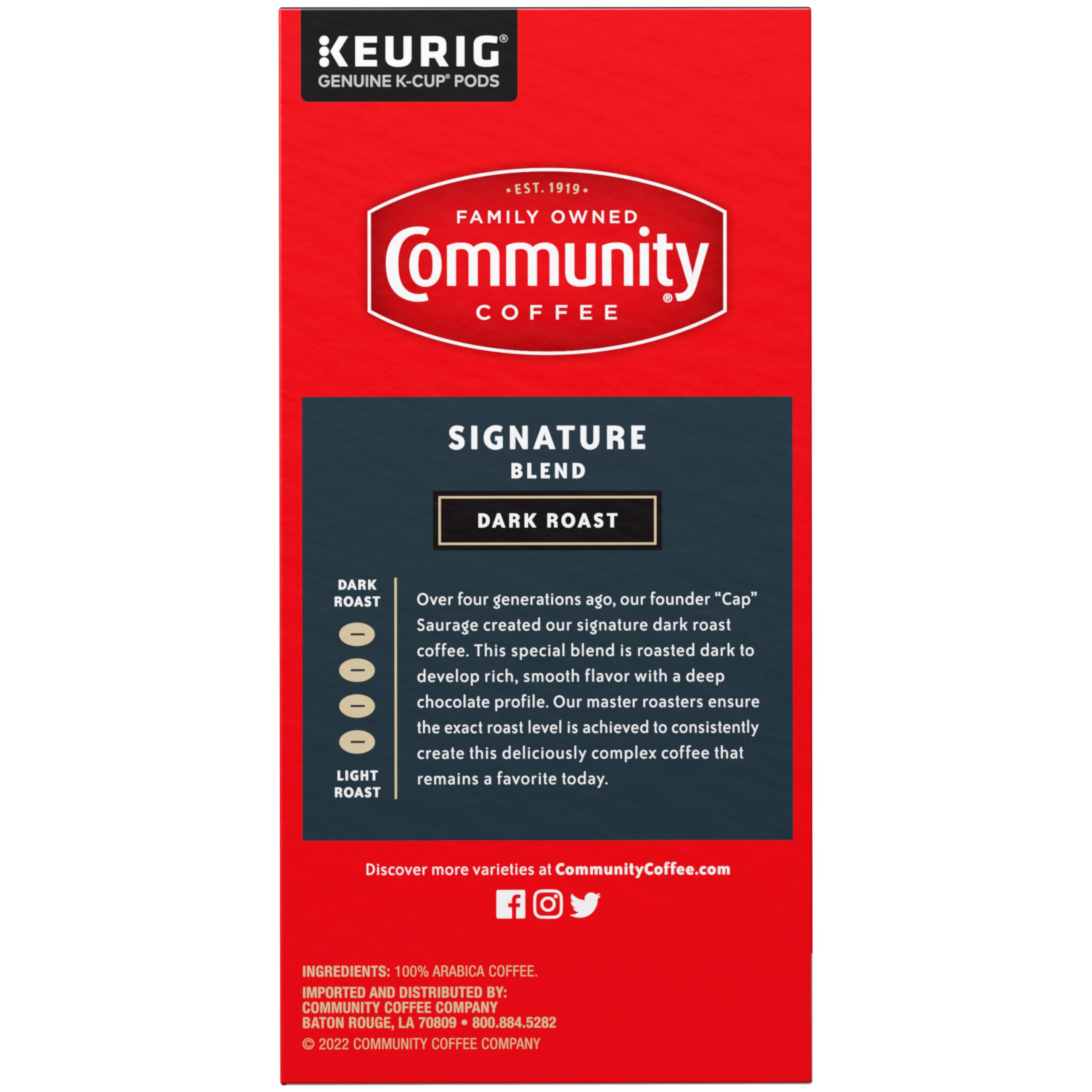Gift-ready box of 32 Community Coffee pods on kitchen counter