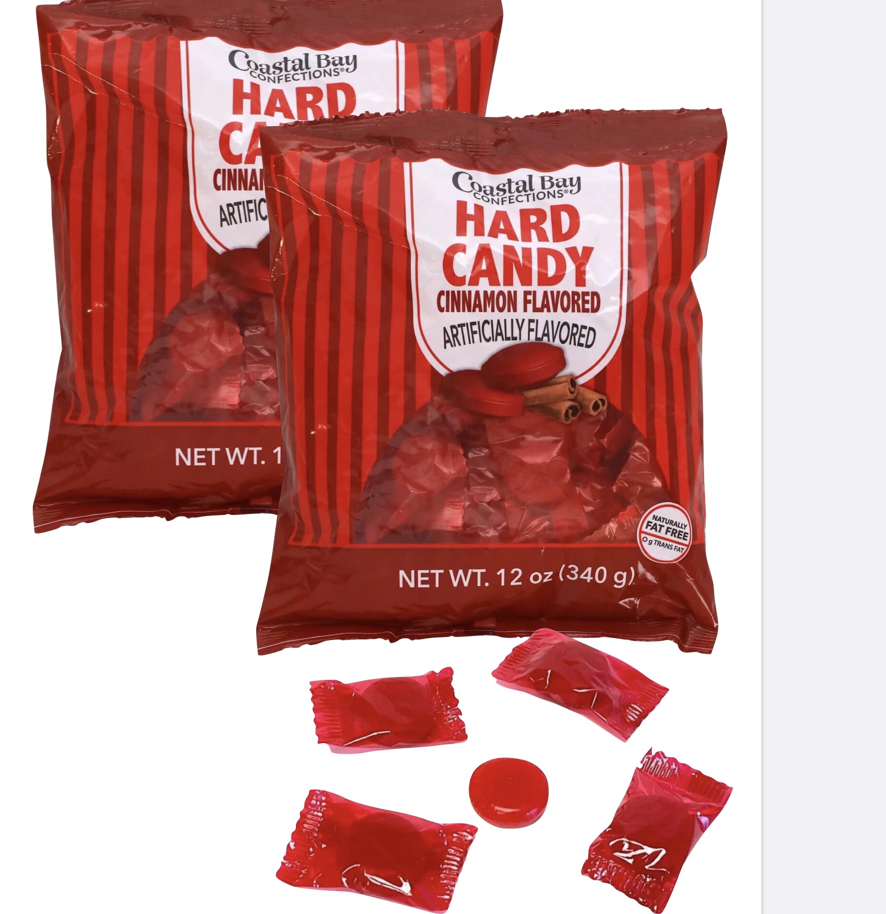 Gift Trove Coastal Bay cinnamon hard candy pack, convenient individually wrapped snacking option.