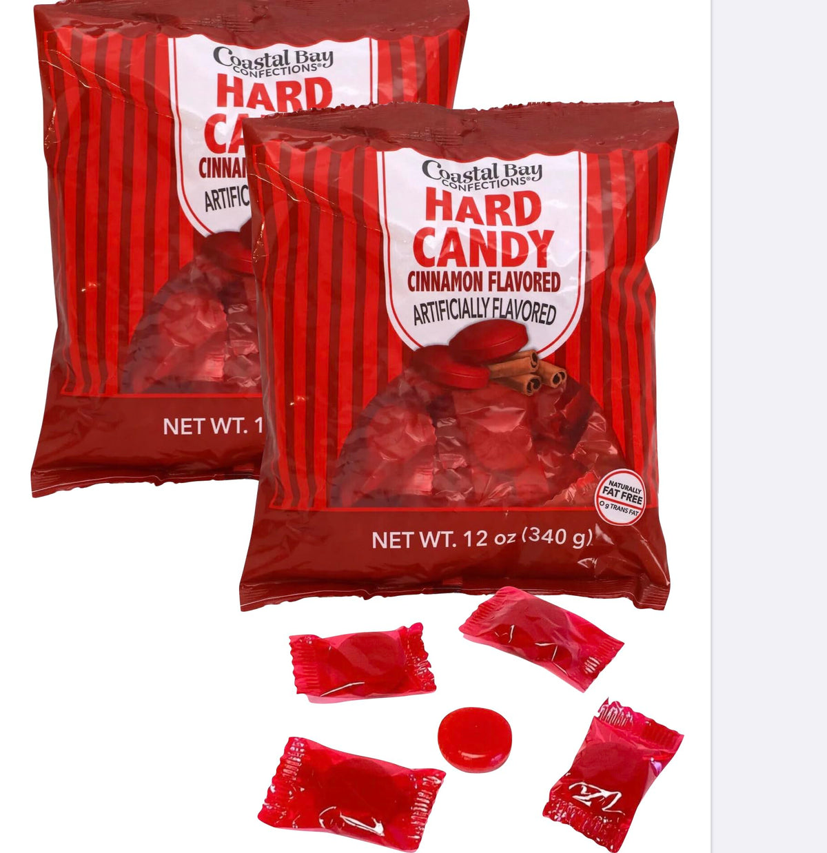Gift Trove Coastal Bay cinnamon hard candy pack, convenient individually wrapped snacking option.