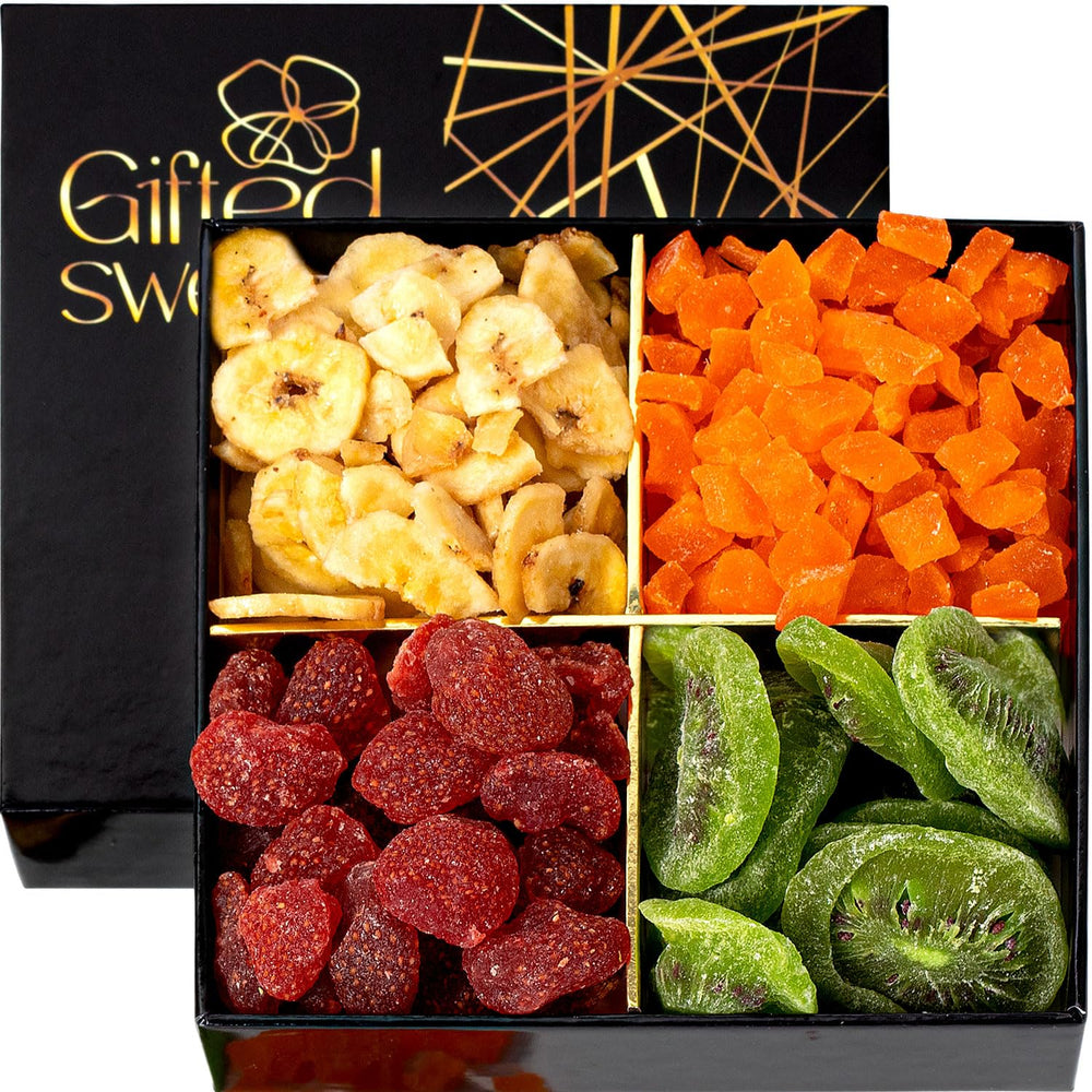 Gifted Sweets Dried Fruit Basket platter display with vibrant colors for gift-worthy presentation