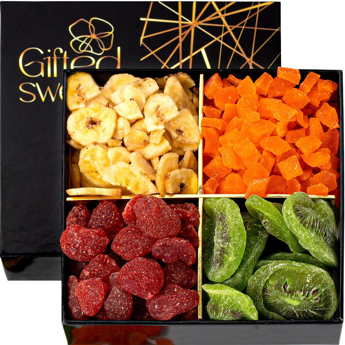 Gifted Sweets Dried Fruit Basket platter display with vibrant colors for gift-worthy presentation