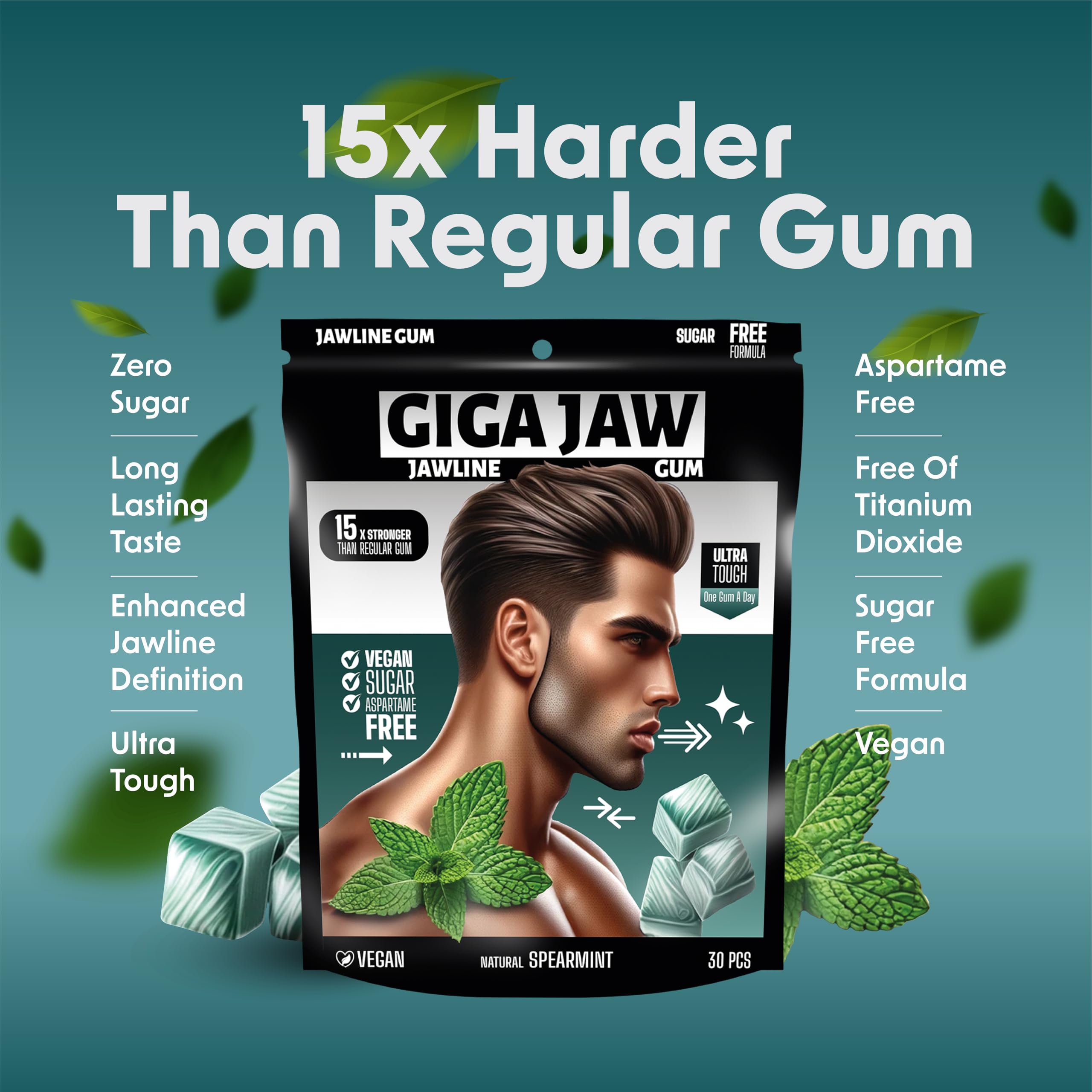 GigaJaw sugar-free gum with zero calories for guilt-free training sessions.