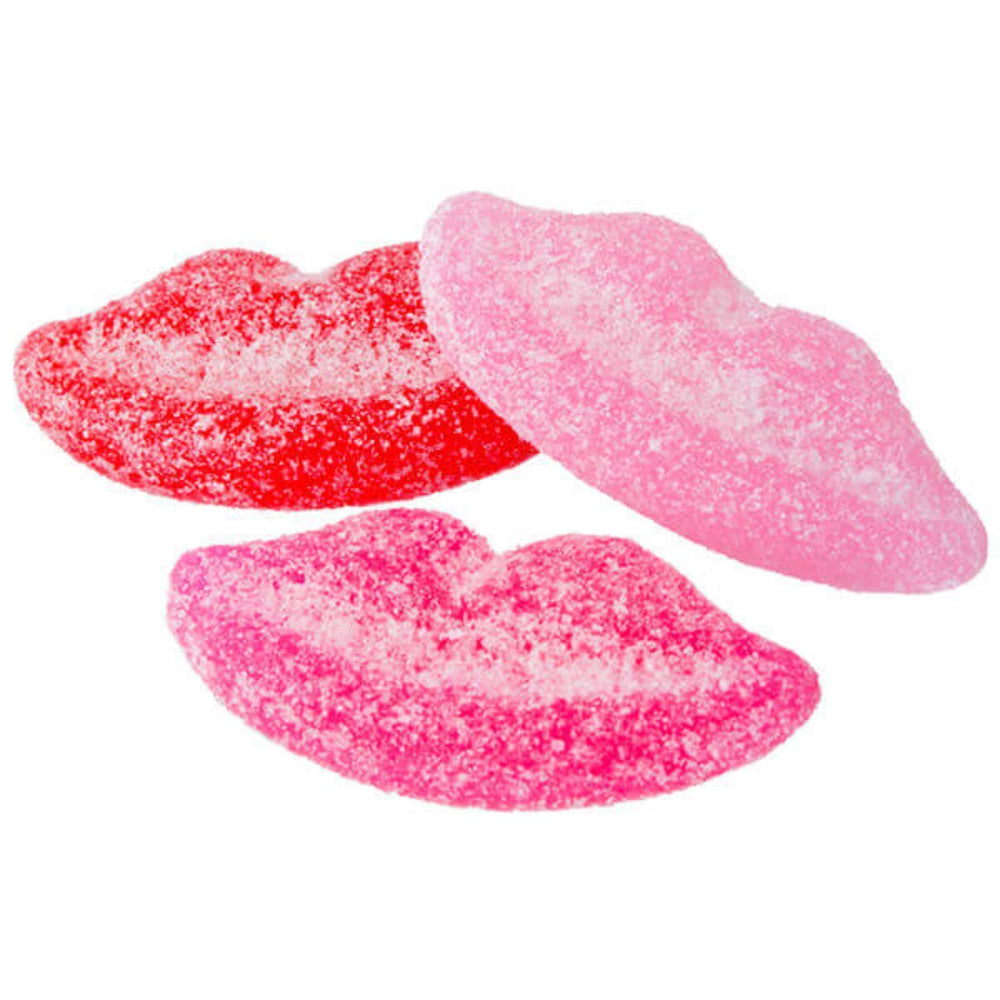 Gimbal's Sour Pucker Lips red-cherry flavor delivers tangy zest.