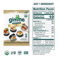GimMe organic roasted nori sheets close-up highlighting roasted texture