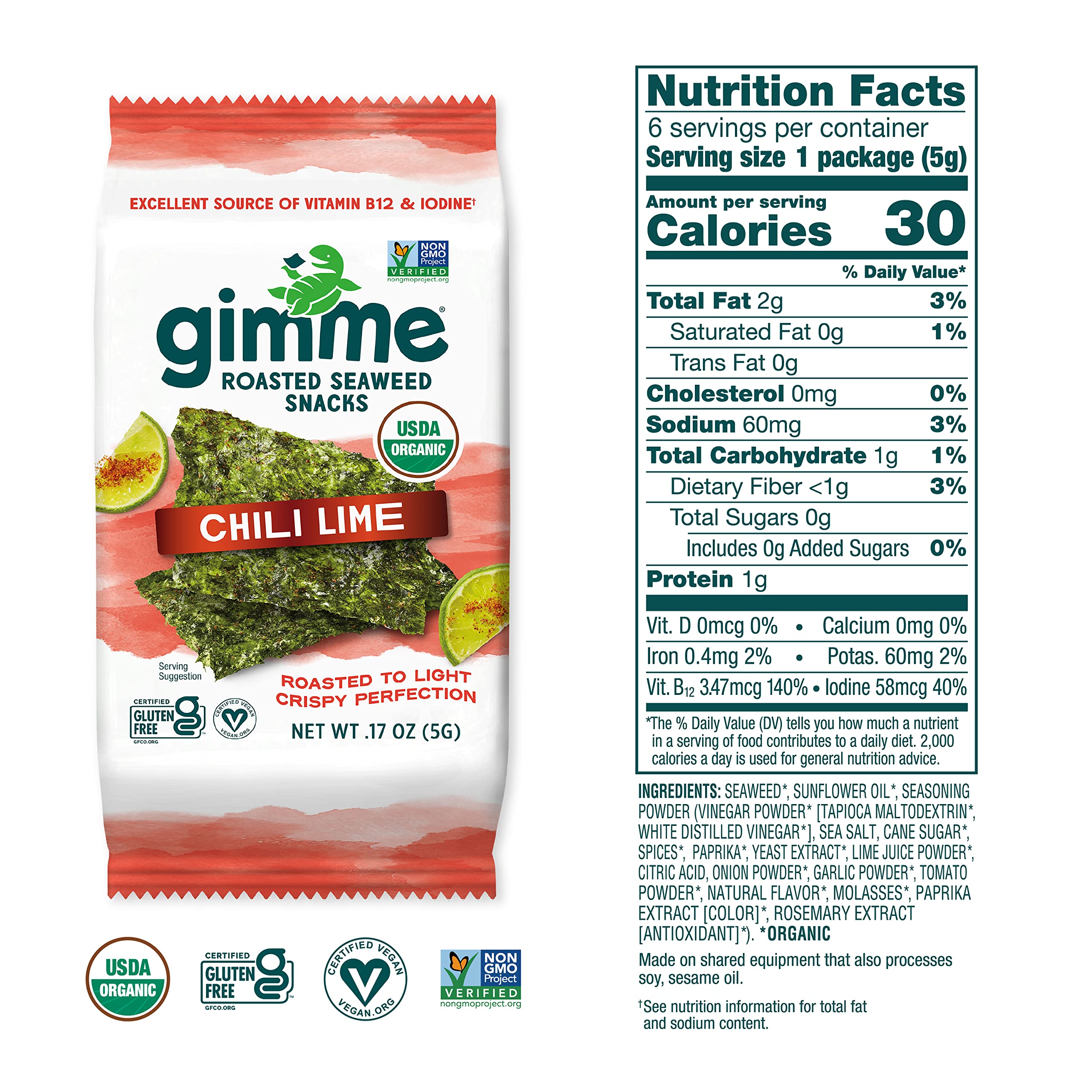 gimMe organic roasted seaweed close-up indicating premium quality