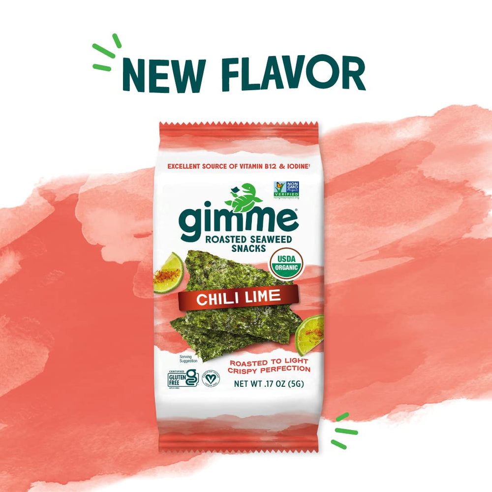 gimMe seaweed chili lime crisp sheet showing light crunch