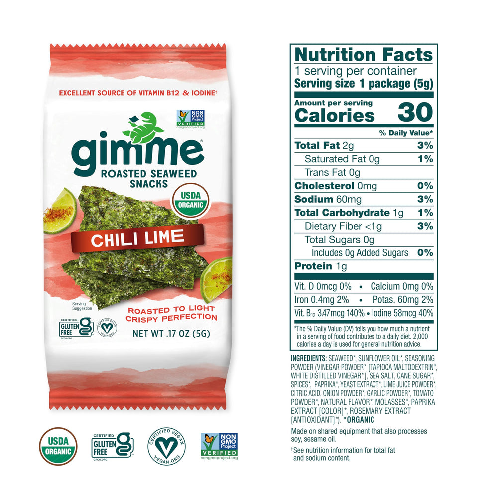 gimMe Seaweed Chili Lime back showing keto-friendly and vegan labeling