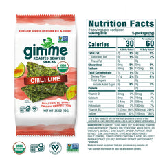 gimMe Chili Lime seaweed close-up highlighting crisp texture and bold tang.