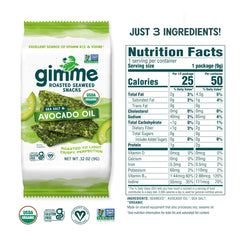 GimMe crispy roasted seaweed close-up, gluten-free crunchy snack