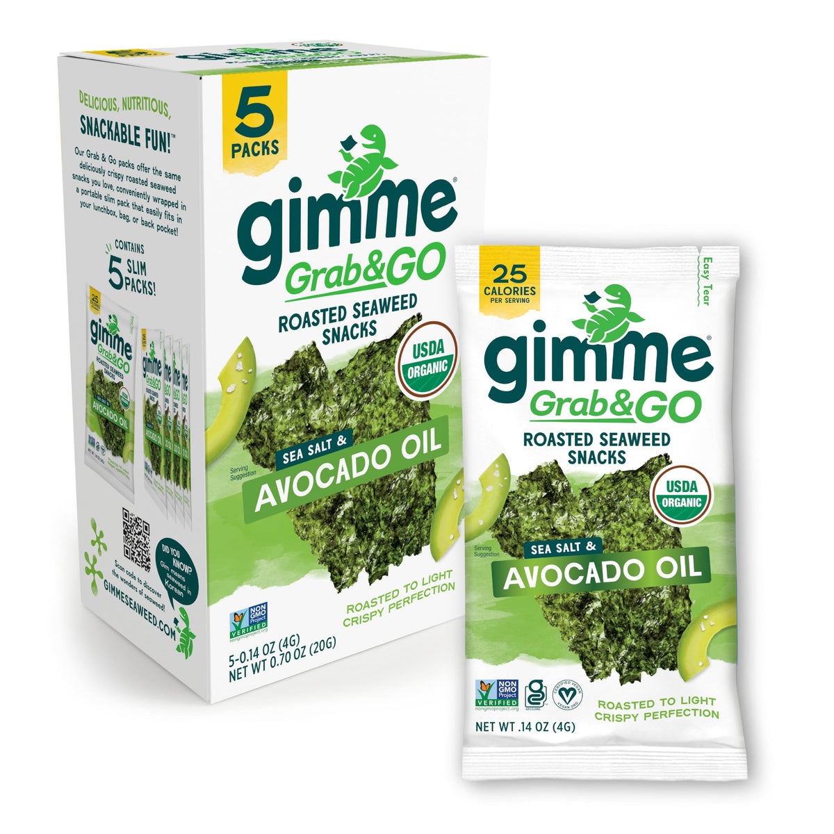 gimMe seaweed grab & go sea salt avocado oil snack for keto-friendly snacking