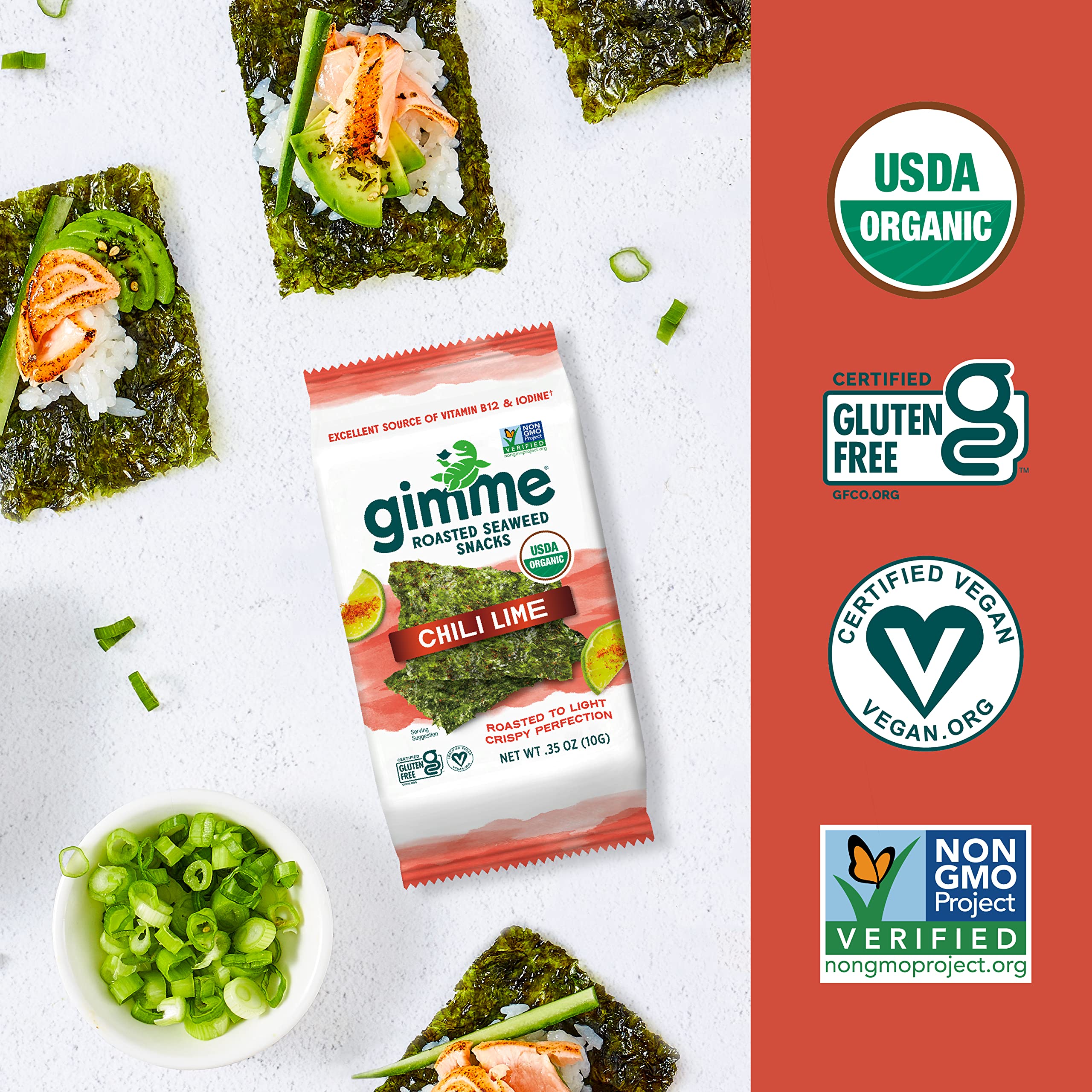 gimMe seaweed in kids' lunchbox, convenient and tasty snack.