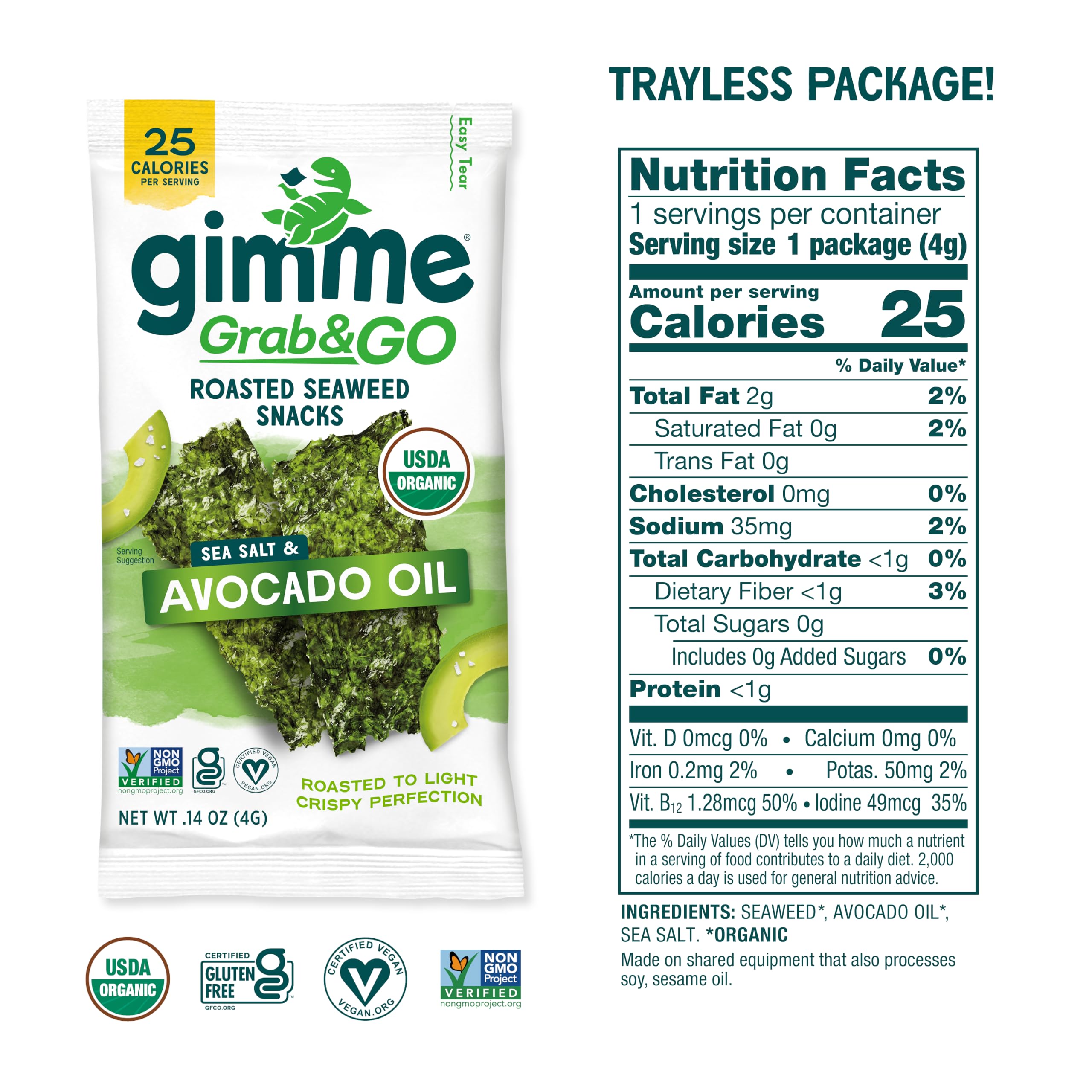 gimMe organic roasted seaweed in a slim trayless pack for lunchboxes