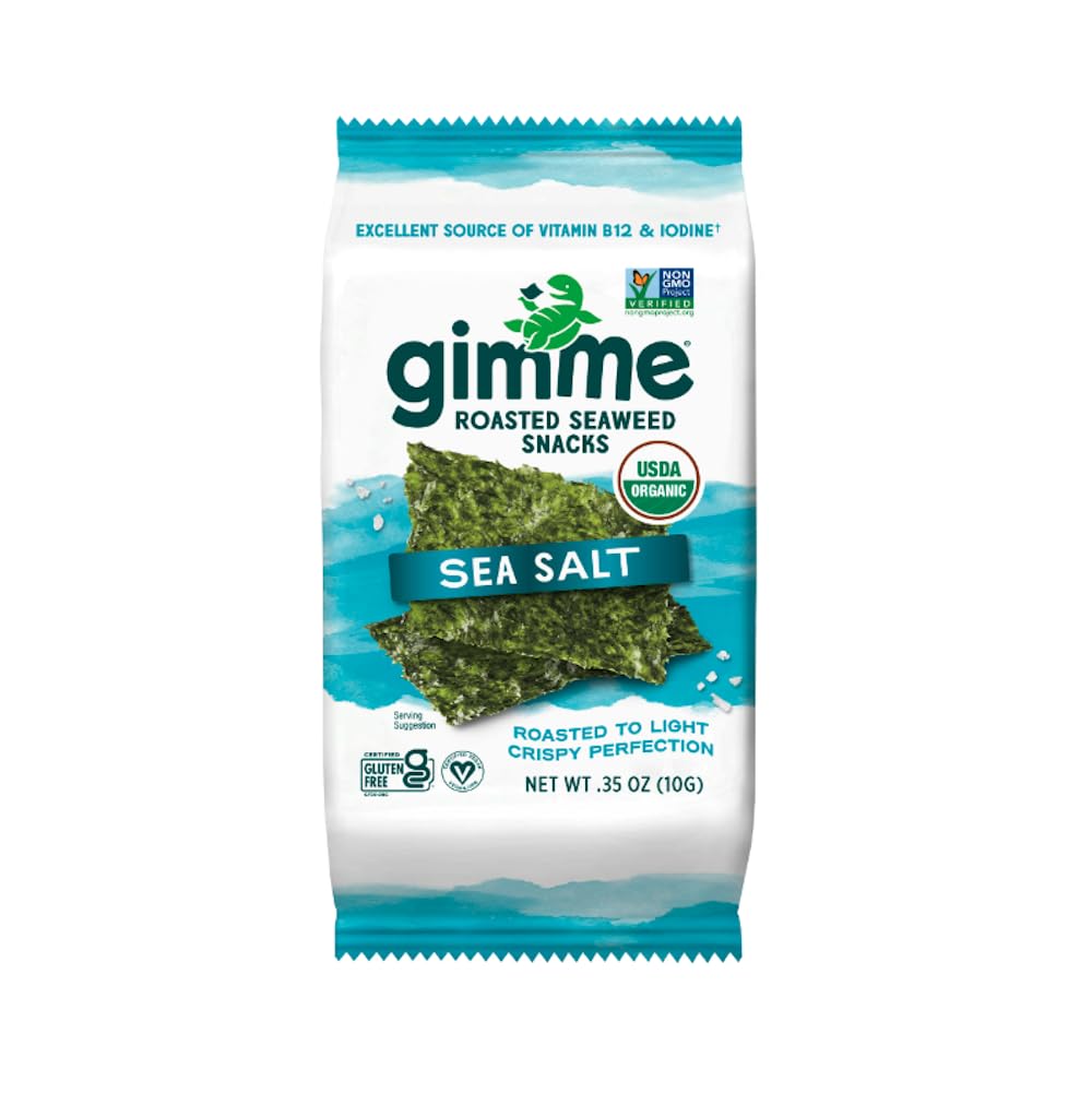 Gimme Seaweed Sea Salt pack front, a convenient on-the-go snack for busy days.