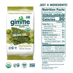 gimMe seaweed sheets close-up showing organic texture and EVOO goodness for snacking