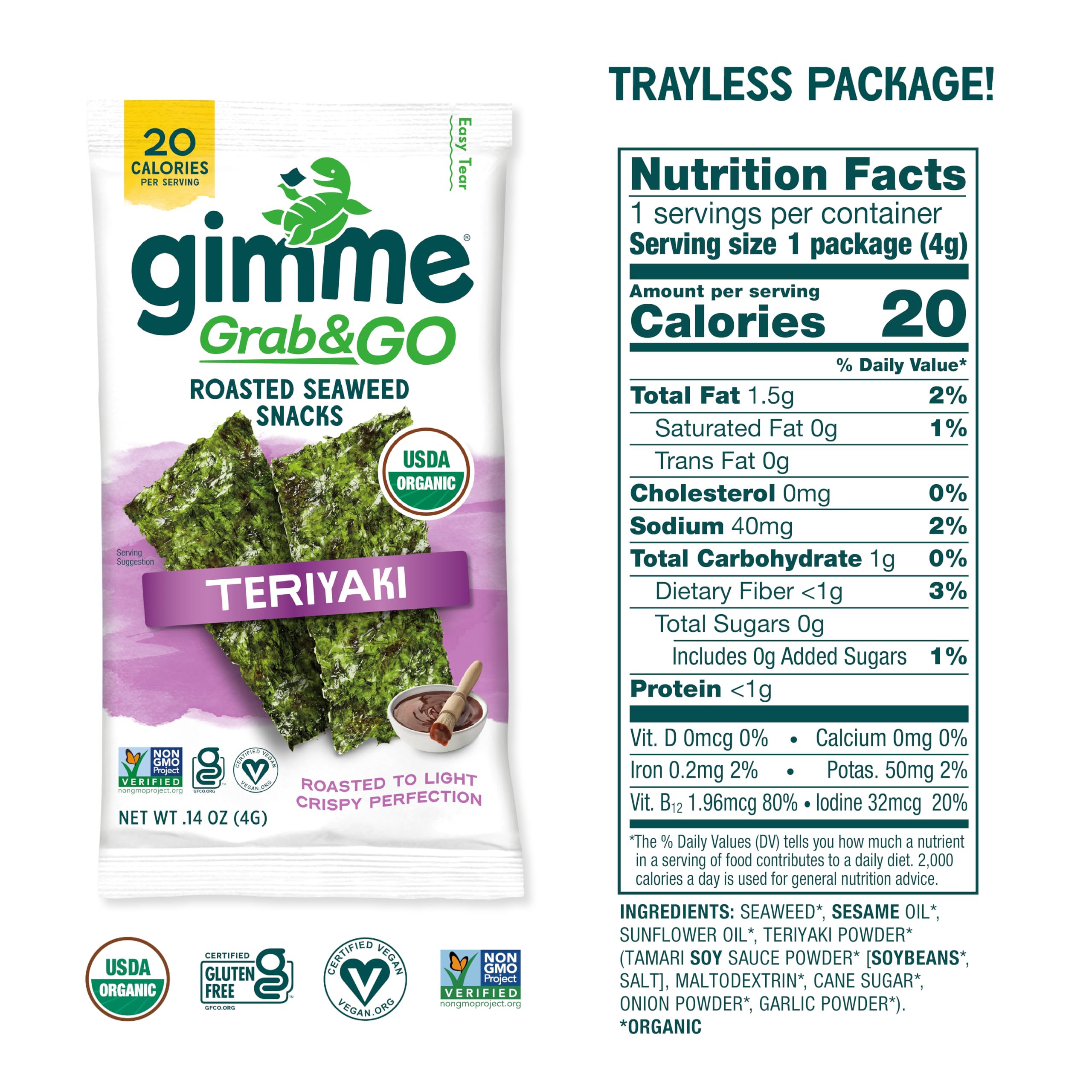 GimMe seaweed snack crisp sheets ready-to-eat, a healthy vegan choice.