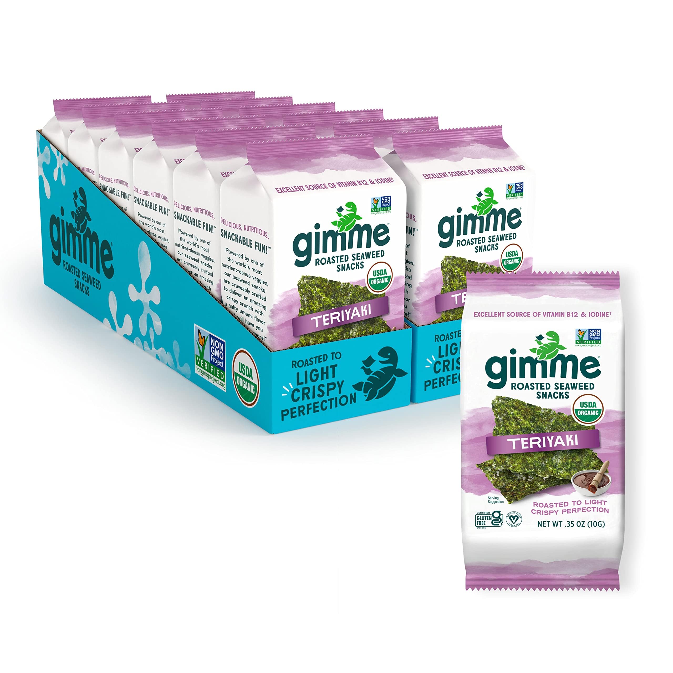 GimMe Seaweed Teriyaki 12-pack ready for on-the-go snacking with keto-friendly appeal.