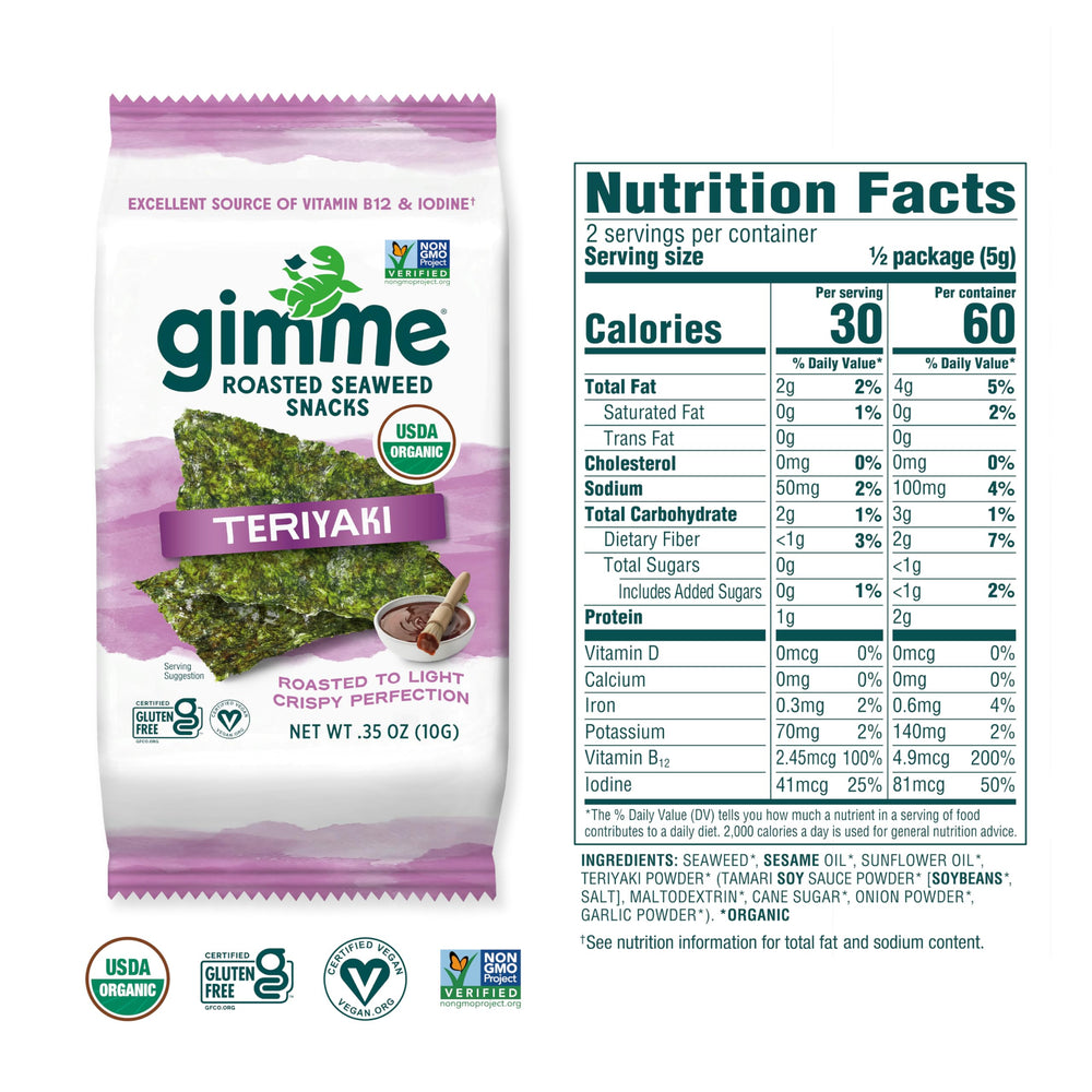 gimMe seaweed teriyaki sheet held in hand for quick bite