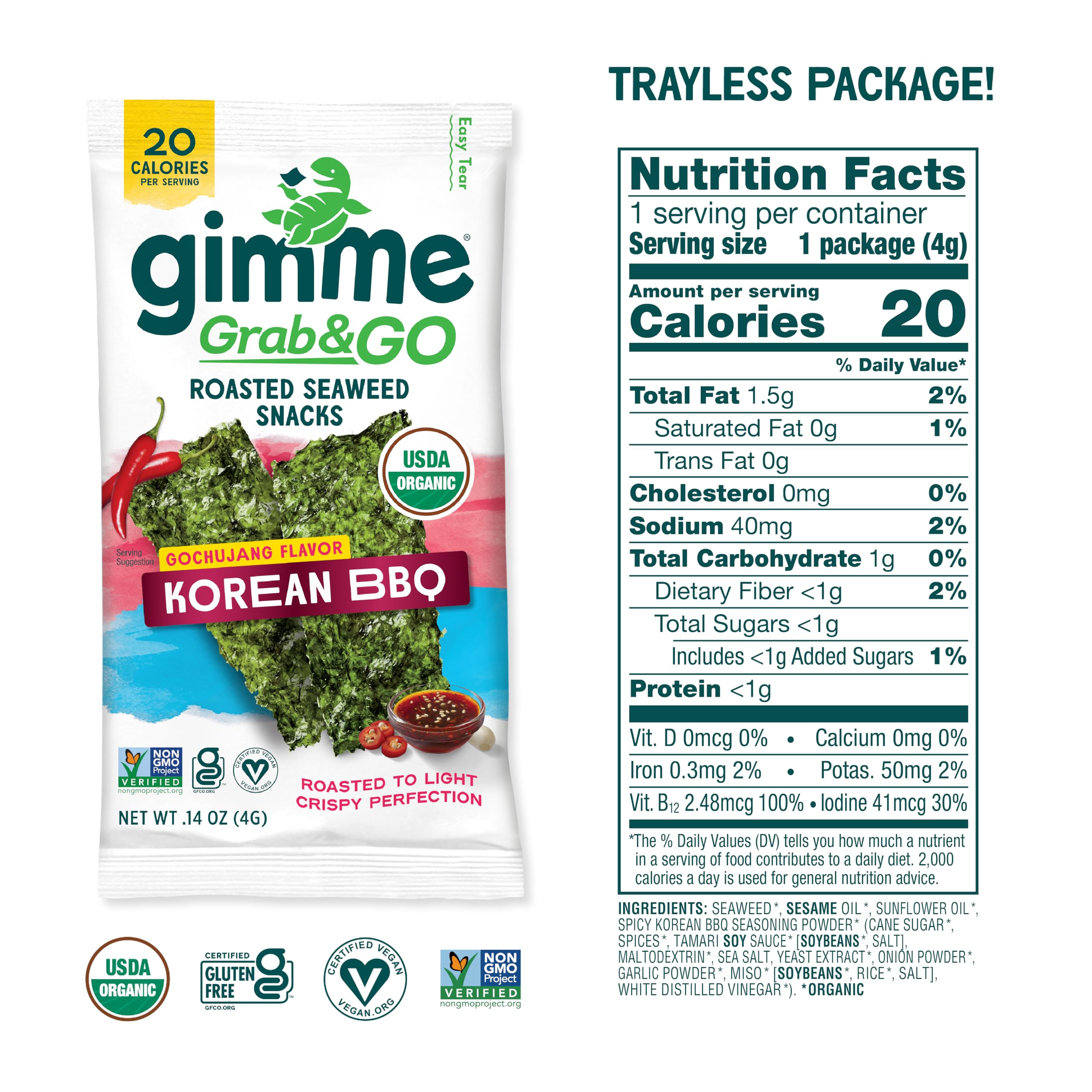 GimMe seaweed trayless 5-pack on display, ideal for quick grab-and-go snacks.