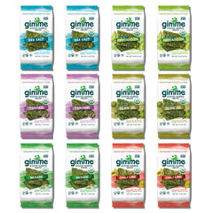 GimMe seaweed variety-pack display is ideal for on-the-go snacking.