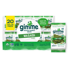 GimMe Wasabi seaweed snack pack close-up, keto-friendly and on-the-go.