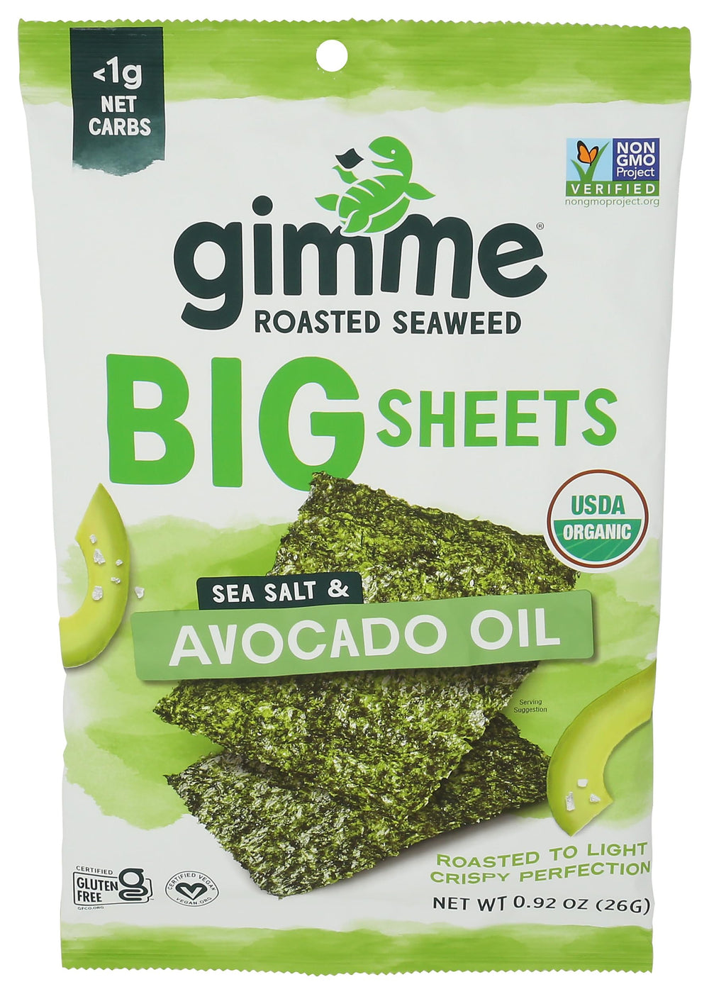 GimMe Seaweed Avocado Oil Sea Salt Shaker packaging shown for premium seasoning.