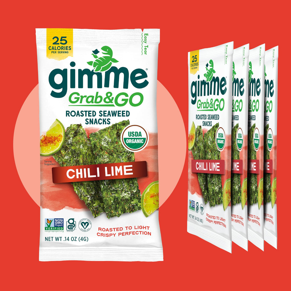 GimMe Seaweed Chili Lime organic ingredients highlight premium seaweed.