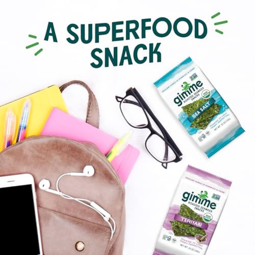 GimMe On-the-go seaweed pack in bag for travel