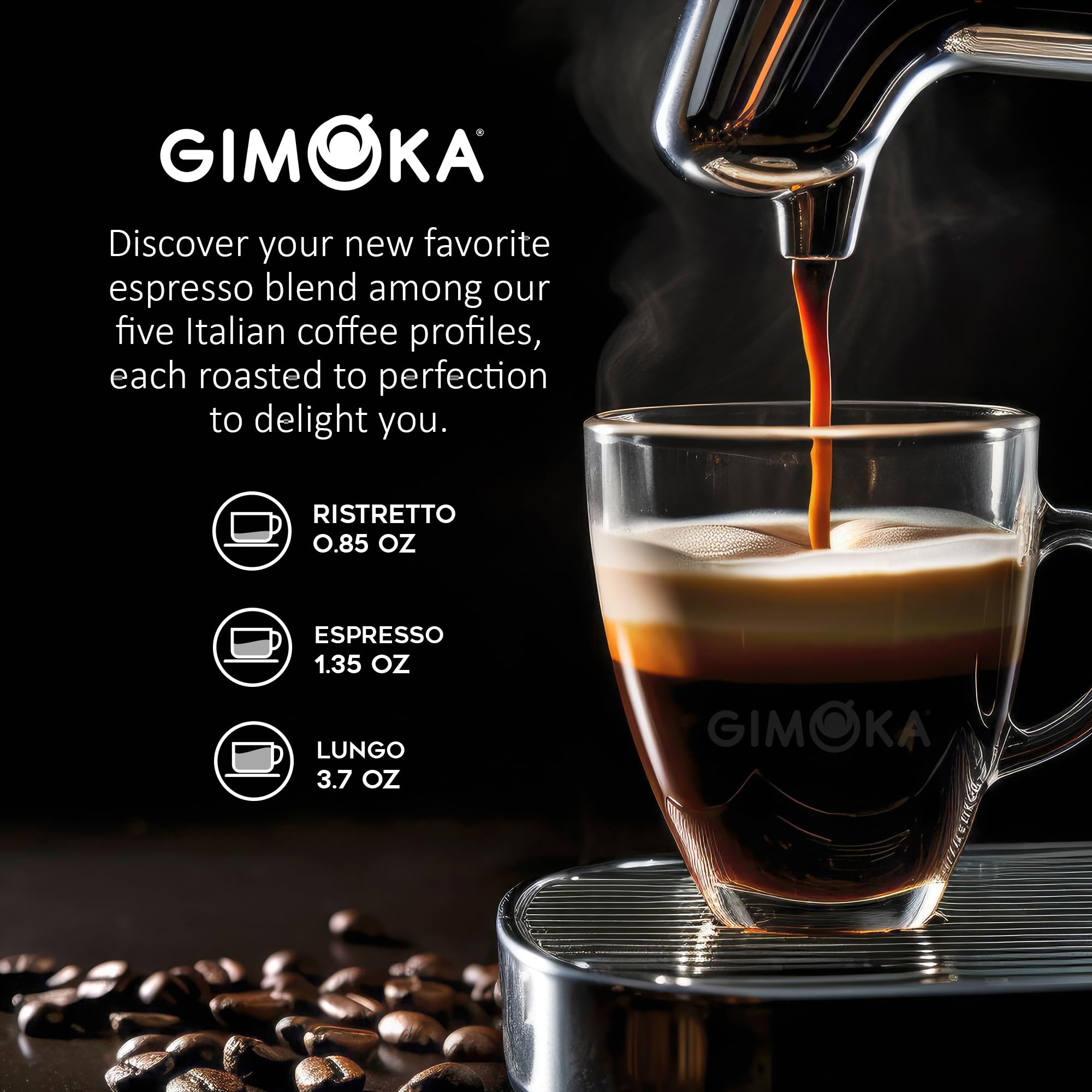 Gimoka Lungo pod image suggesting longer extraction with balanced finish