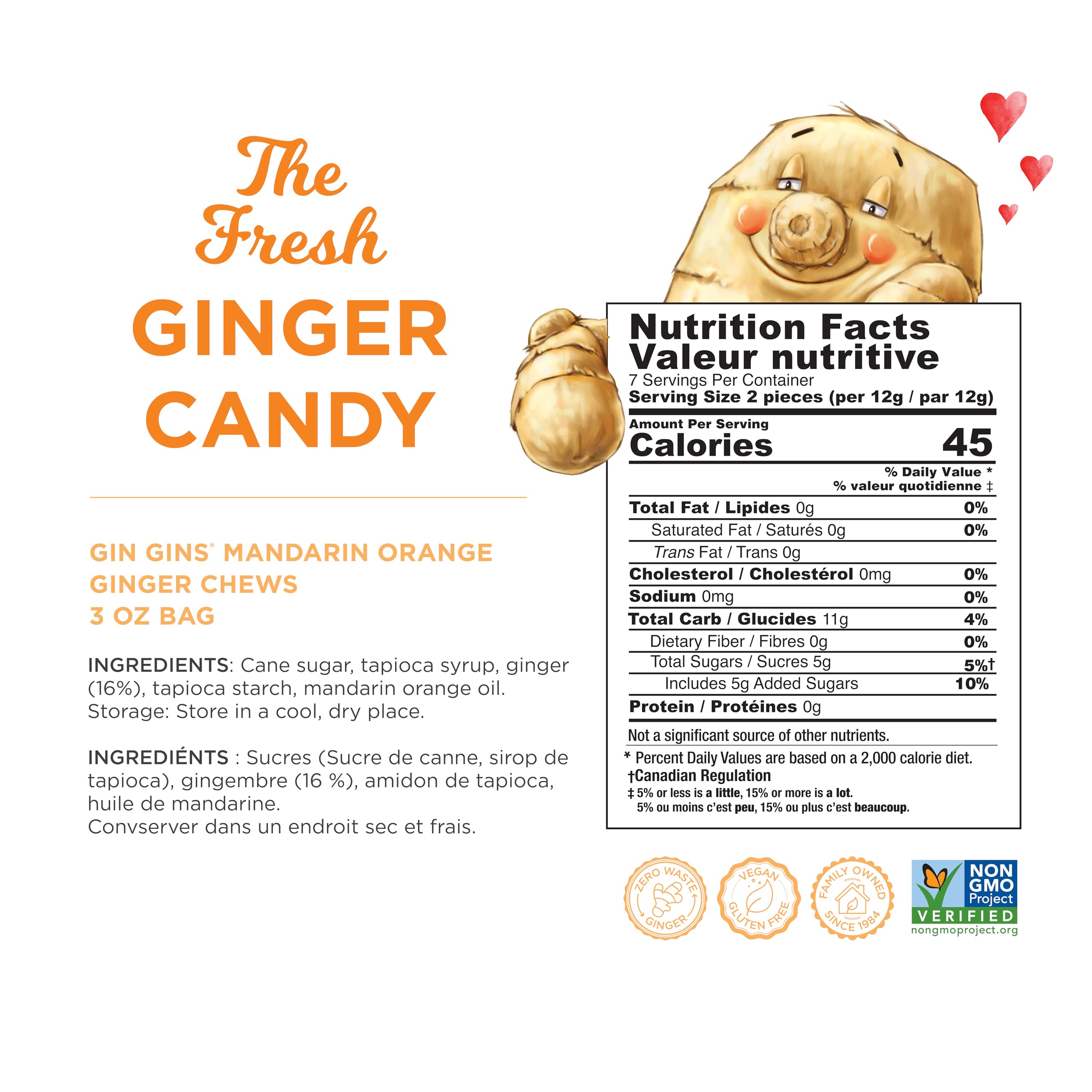 Gin Gins Mandarin Orange Chews packaging looks giftable and convenient for sharing.