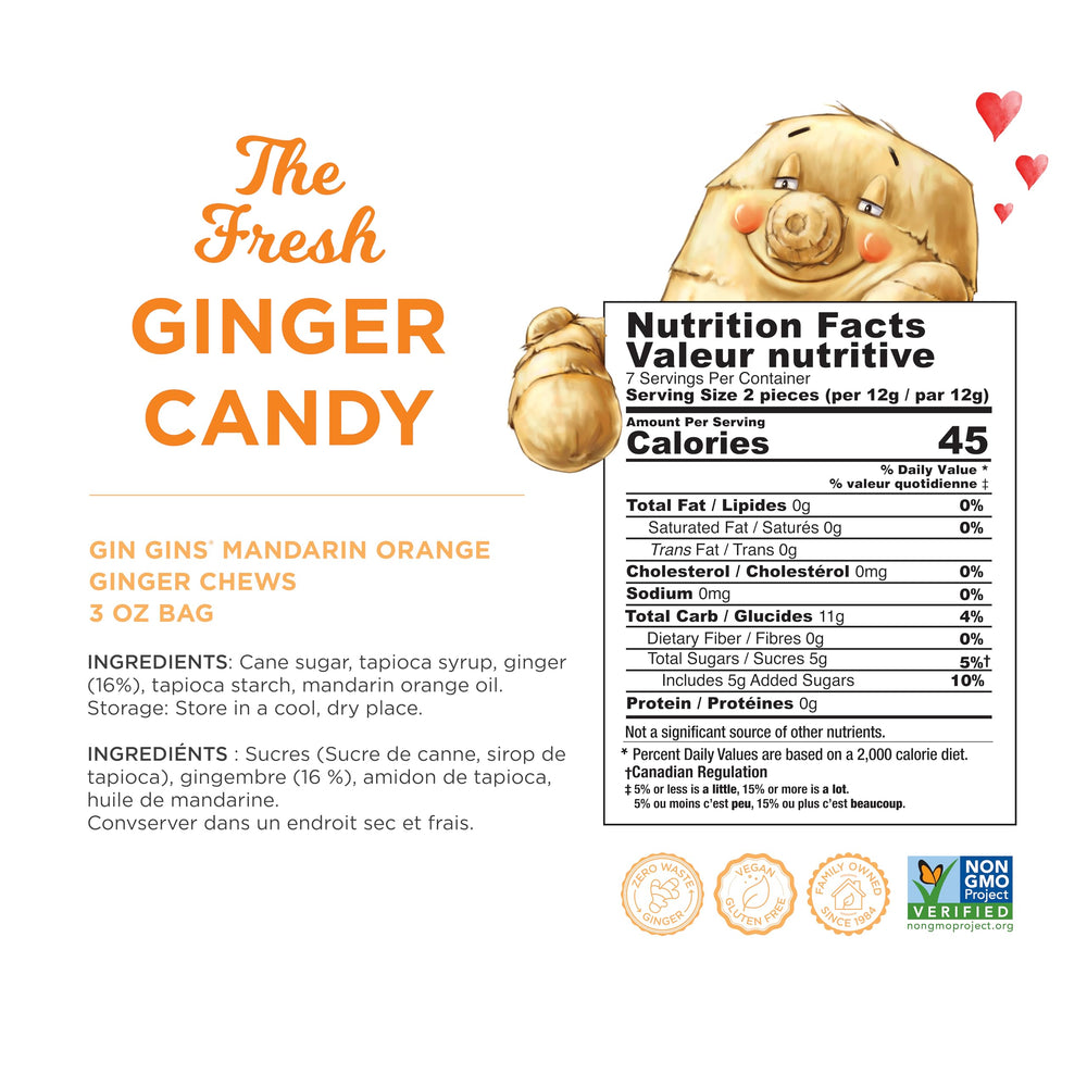 Gin Gins Mandarin Orange Chews packaging looks giftable and convenient for sharing.
