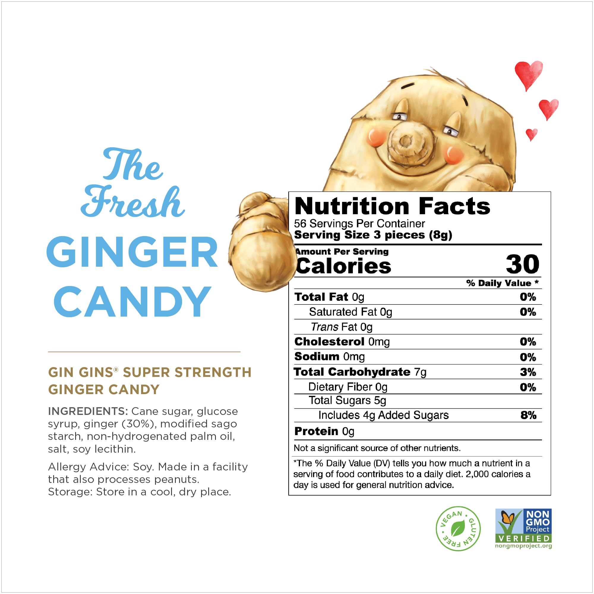GIN GINS Super Strength candies close-up reveals the spicy-sweet bite.