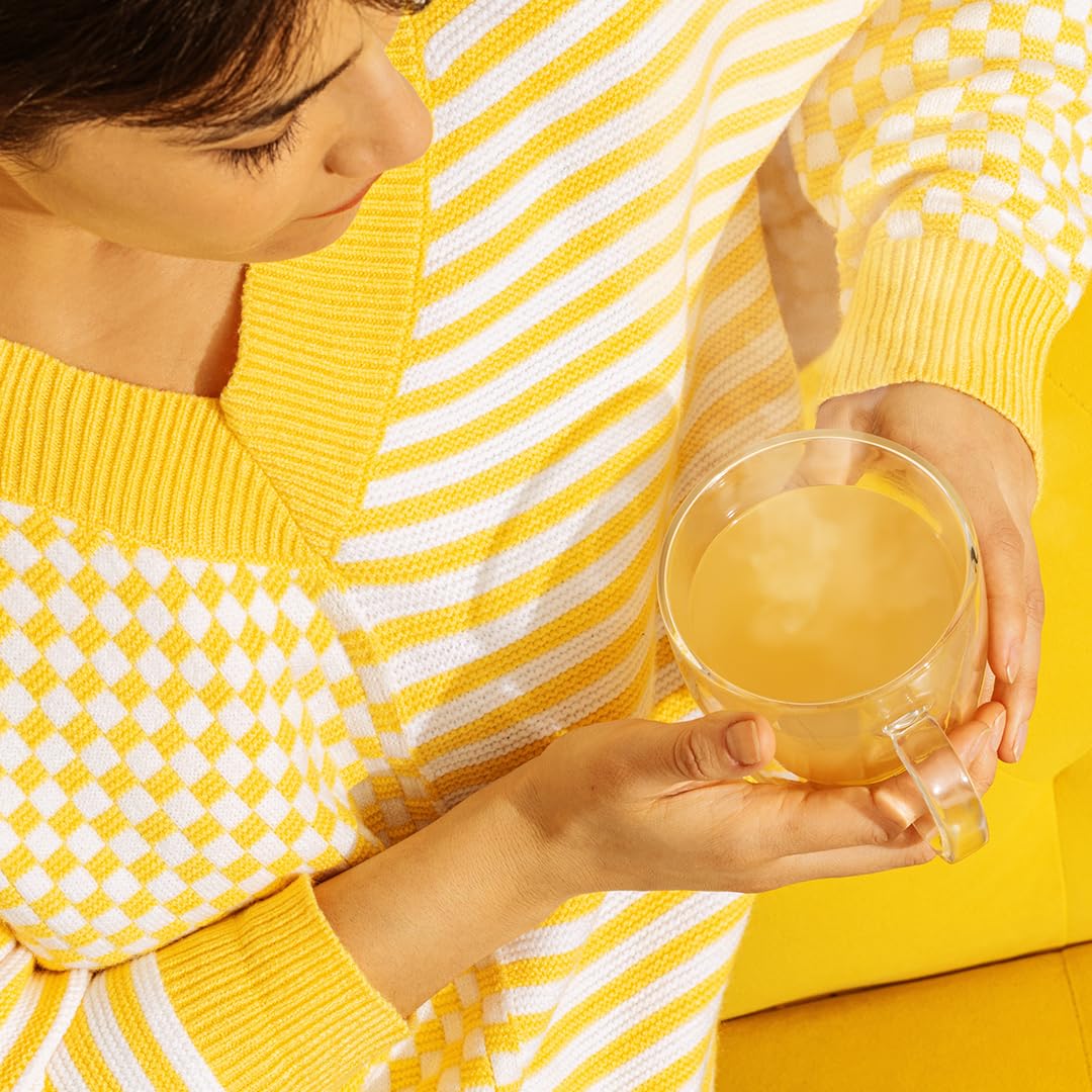 Iced-serve glass with Ginger Bee Tea Concentrate for refreshing hydration